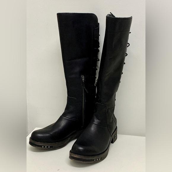 Women’s 7 Caterpillar NESS Black Heliotrope Side Zip Rear Lace Engineer Boots - Picture 4 of 16